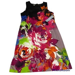 Womens Floral Sleeveless Zippered Back  Shift Dress New With Tags Size 10